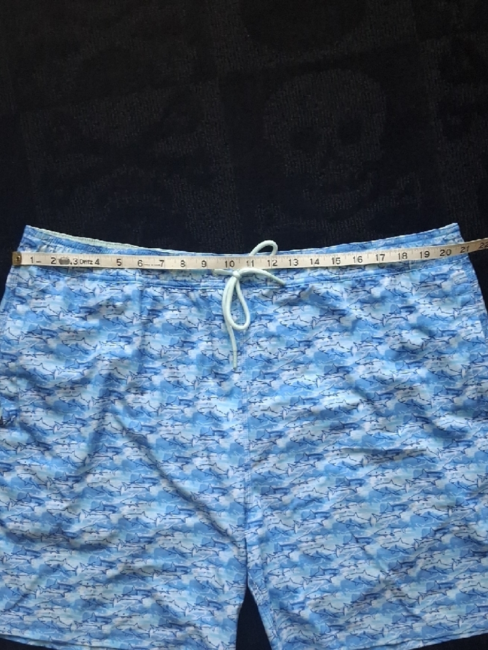 Johnston & Murphy Blue Shark-Pattern Swim Trunks - Picture 3 of 9